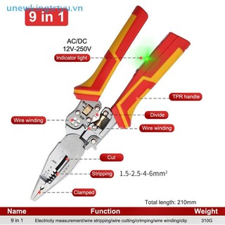 Kìm tuốt dây đa năng 8 trong 1 Unewtyu, chống trượt, đo điện VN