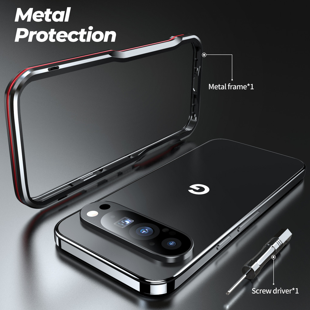Khung Kim Loại Sang Trọng Cho Google Pixel 10 9 9Pro 9Pro XL 8 8Pro Ốp điện thoại Hợp Kim Hàng Không Nhôm Bảo Vệ Có Mặt Sau Phim