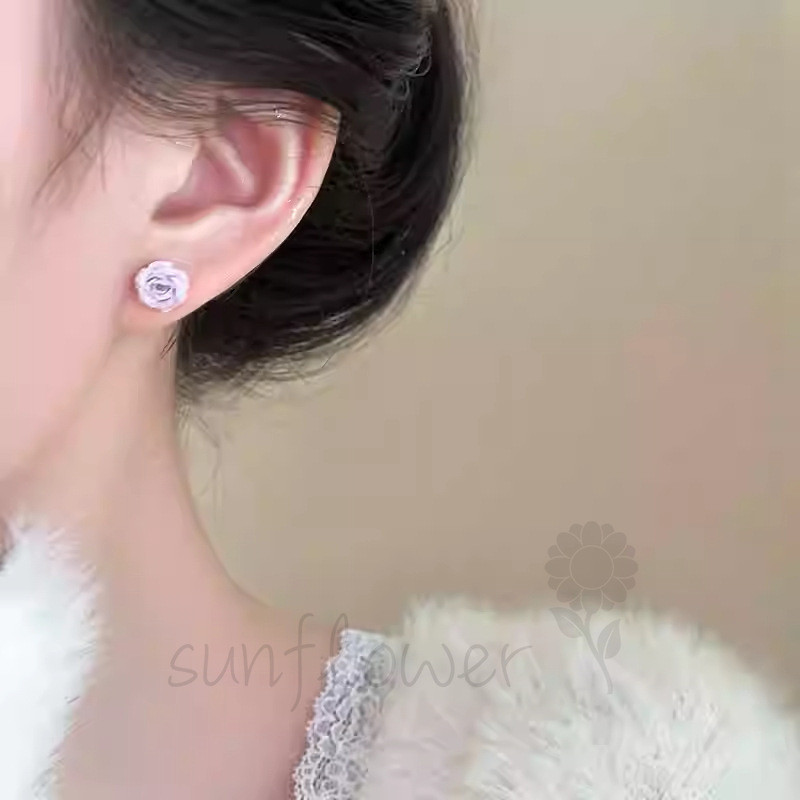 [Hướng dương] Bông tai hoa hồng hồng Thiết kế thích hợp