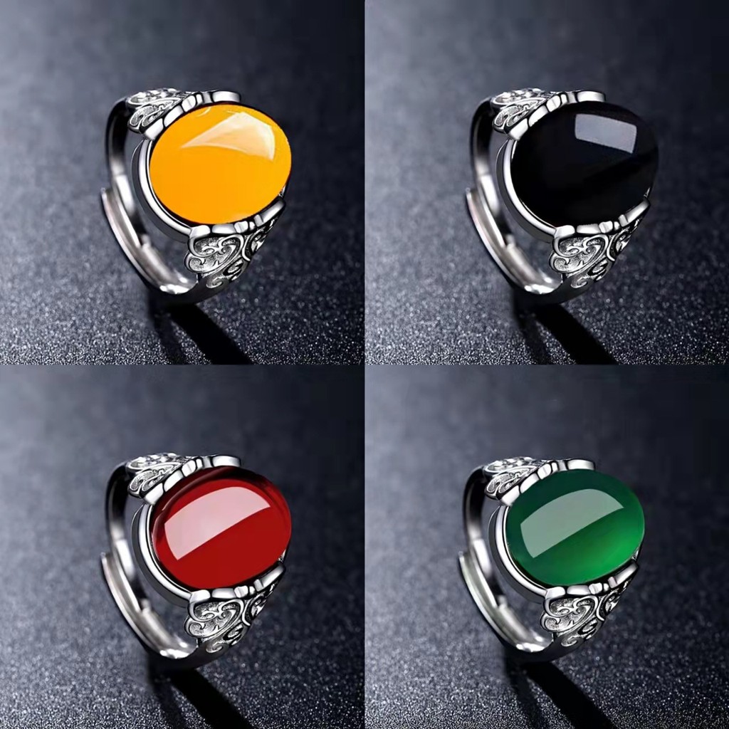 【BÁN BUÔN】Nhẫn bạch kim Sapphire dành cho nữ Nhẫn kim cương bạc / Ruby / Ngọc lục bảo / Mã não đen