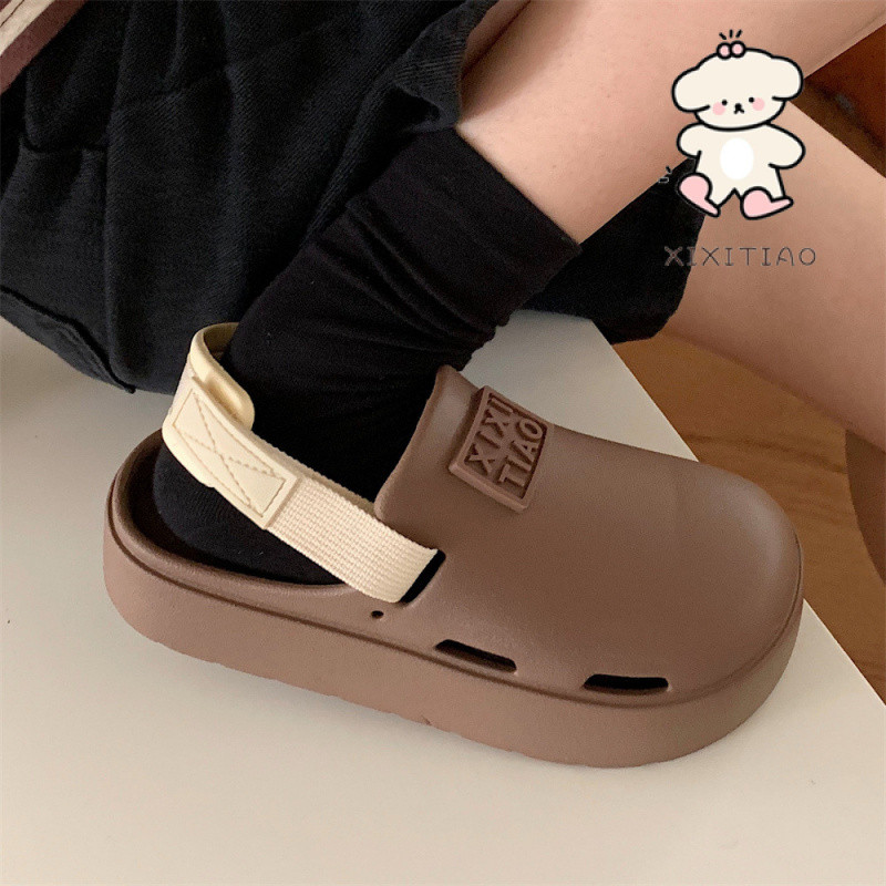 Xixitiao Unisex Phong Cách Thường Ngày Baotou Thể Thao Ngoài Trời Mùa Hè 2024 Phong Cách Mới Bé Gái Mặc EVA Đáy Mềm Dép Đi Biển