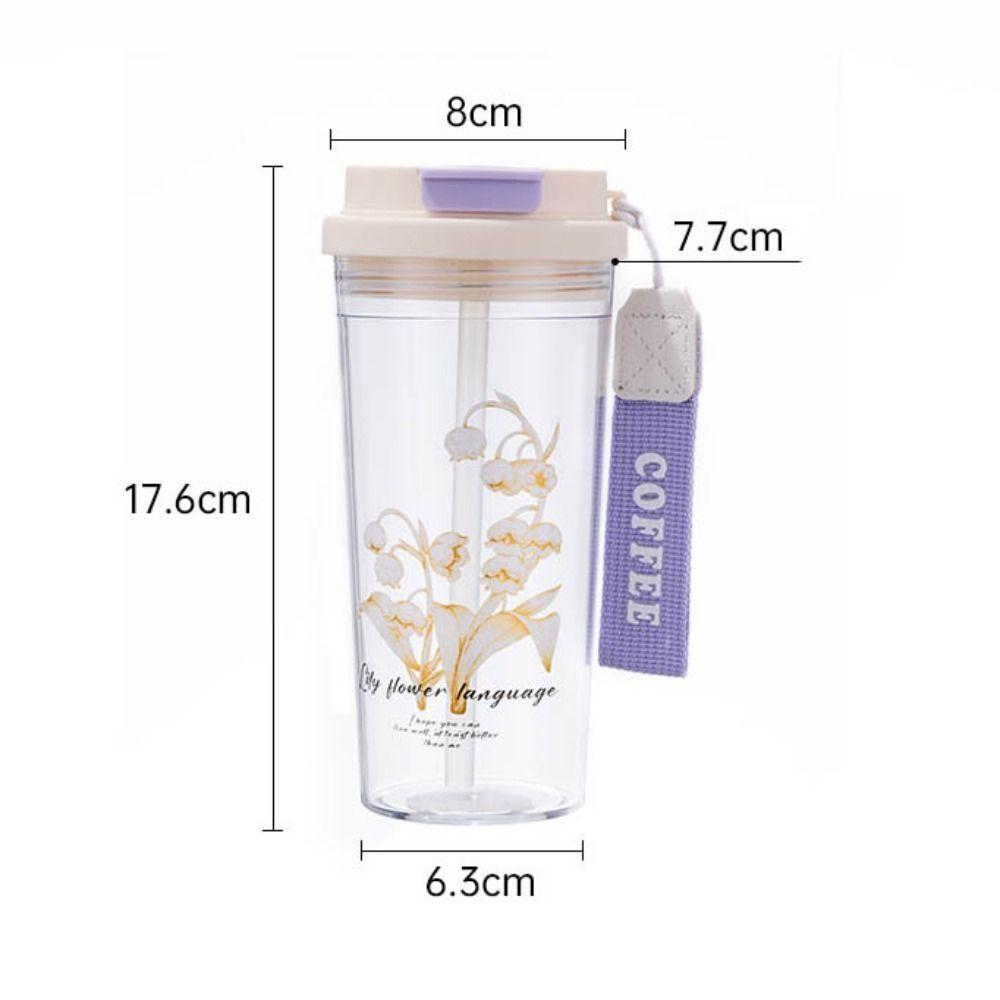Cốc Nước AWNGD, Bình Nước 550ml Chống Rò Rỉ, Dây Đựng Đồ Uống Đôi Dễ Thương Cốc Nhựa Dung Tích Lớn Học Sinh