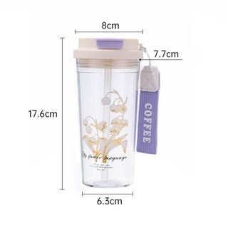 Cốc Nước JOYFULLIFE, Bình Nước Uống Đôi 550ml, Dây Mang Dễ Thương Chống Rò Rỉ Cốc Nhựa Dung Tích Lớn Học Sinh