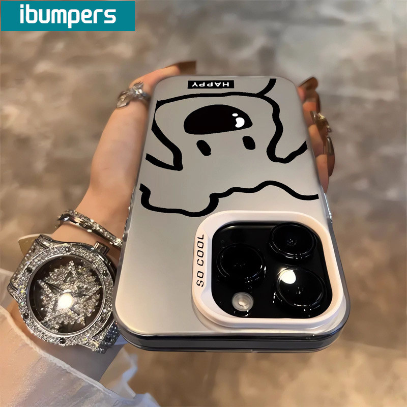 ibumpers Ốp Lưng IPhone Đơn Giản Dễ Thương Họa Tiết Con Chó Con Ốp Điện Thoại IMD Cứng Trơn Chống Bẩn Chống Sốc Cho IPhone 16 15 14 12 13 11 Pro Max