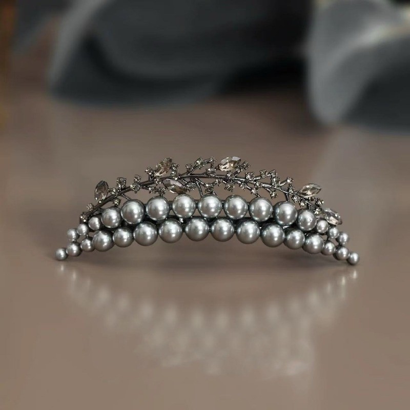 MAUROPOLI [Sẵn sàng] Retro Tính khí Ngọc trai Meniscus Đầu sau Kẹp tóc kiểu Pháp tinh tế Kẹp tóc nửa đầu mùa xuân Kẹp tóc cao cấp