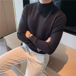 Áo Len Nam Nửa Cổ Rùa Xuân Thu Mới Mặc Bên Trong Cao Cấp Kết Cấu Thời Trang Cổ Giữa Dệt Kim Đáy Áo Sơ Mi