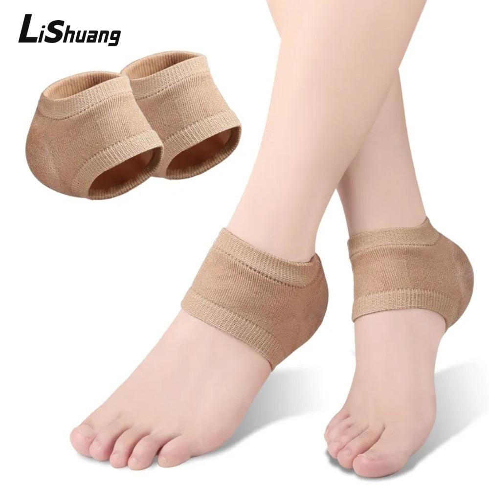 Vỏ bảo vệ gót chân LISHUANG, Tất gót chân Plantar chống nứt bằng silicon, Miếng đệm giày dưỡng ẩm giảm đau bằng vải Polyester Chăm sóc bàn chân