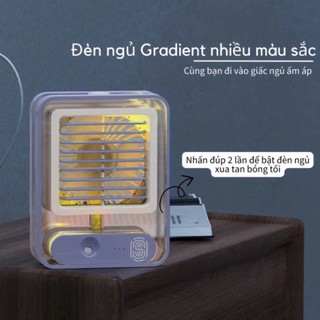 Quạt Hơi Nước Mini Để Bàn - Quạt Phun Sương Sạc Tích Điện Trong Suốt 3 Cấp Độ Gió, Cảm Ứng NANO - Trường An VN
