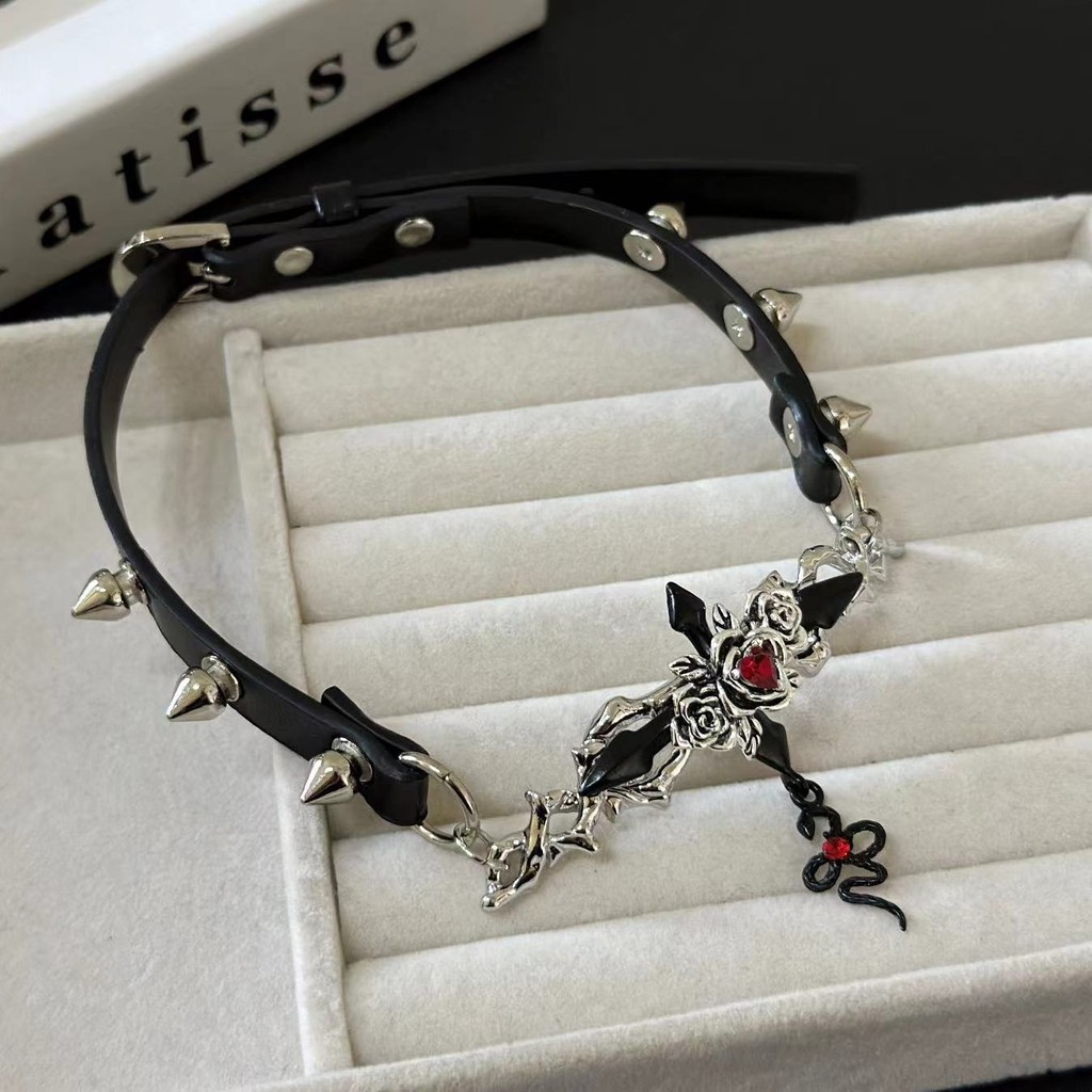 Vòng cổ da rắn cánh quỷ Gothic Punk cho phụ nữ, thiết kế choker ngọt ngào mát mẻ, dây chuyền clavicle choker thời thượng ZTTV