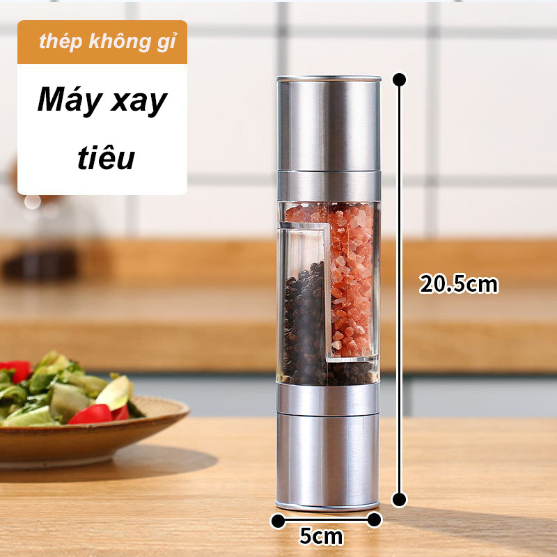 Lọ xay tiêu cầm tay thủy tinh và inox 304 cao cấp tiện lợi,máy xay tiêủ côông inox cao cấp