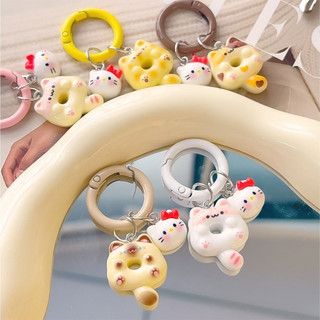 Móc khóa bánh rán hình mèo dễ thương hoạt hình - Mặt dây chuyền búp bê mèo con Kawaii - Ba lô treo đồ trang trí quyến rũ - Phụ kiện trang trí móc khóa - cho túi xách, móc chìa khóa
