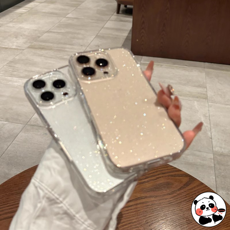 Ốp Điện Thoại Trong Suốt Lấp Lánh Cho iPhone 16E 16 Pro Max 16 15 14 Plus 13 12 11 Pro Max XR XS Max X 8 7 6 6s Plus SE3 SE2 + Ốp Lưng Sang Trọng Dễ Thương Đơn Giản Sáng Bóng Vỏ Mềm Trong Suốt