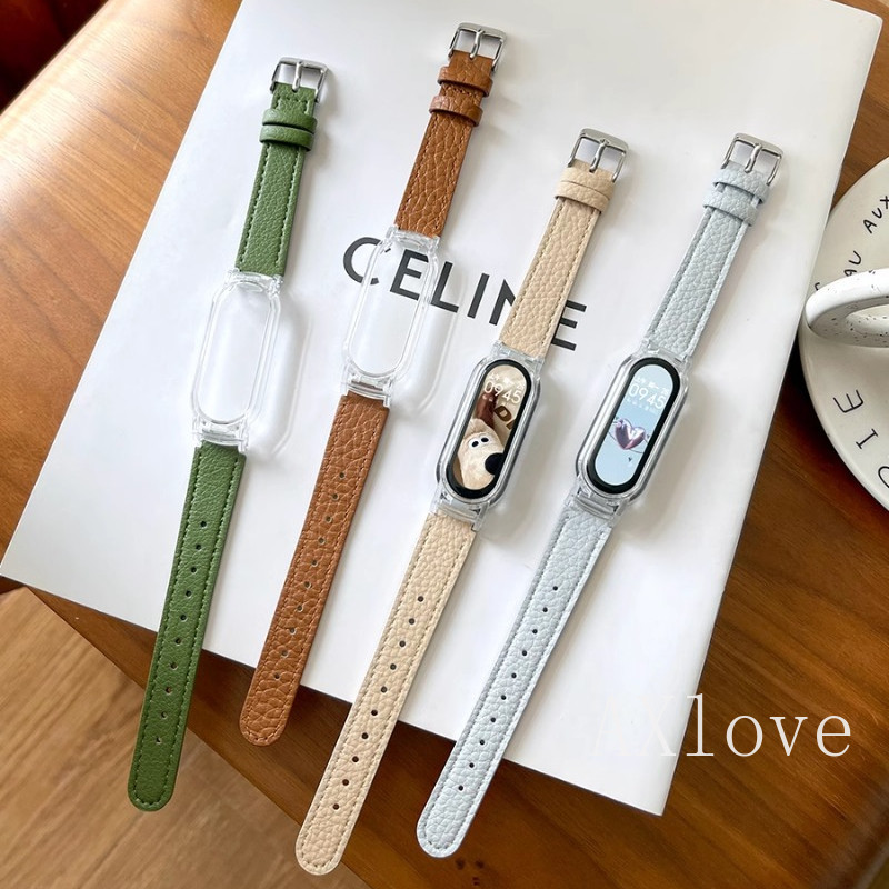 Dây đeo đồng hồ bằng da 14mm cho Xiaomi mi band 10 9 8 7 6 5 4 3 Nam Nữ Dây đeo thay thế Dây đeo cổ tay Không có đầu nối