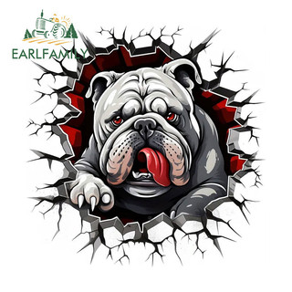 EARLFAMILY 13cm x 12.9cm Bulldog Xe Dán Hài Hước Tắc Xước Xe Tải Kính Chắn Gió Văn DIY Decal Chống Nắng Hoạt Hình In Tùy Chỉnh