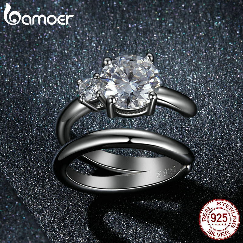 Bamoer 925 Bông Tai Bạc Moissanite Thiết Kế Hai Lớp Kẹp Tai Sáng Trang Sức Quà Tặng Cho Nữ