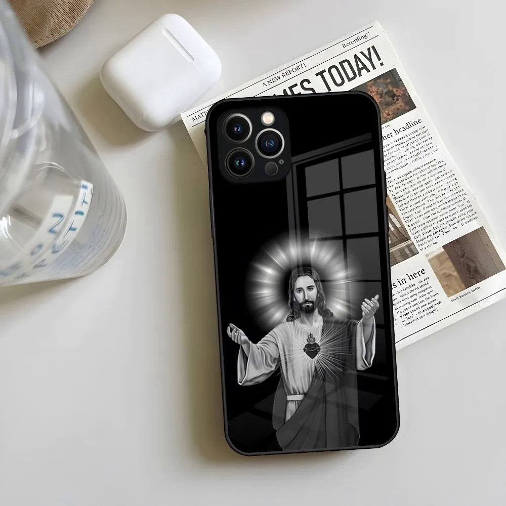Ốp Điện Thoại Chữ Thập BK-1 Chúa Giêsu Kitô Cho Iphone 17,15 14 13 12 Pro Max 11 Mini X Xr Xs 8 Puls Kính