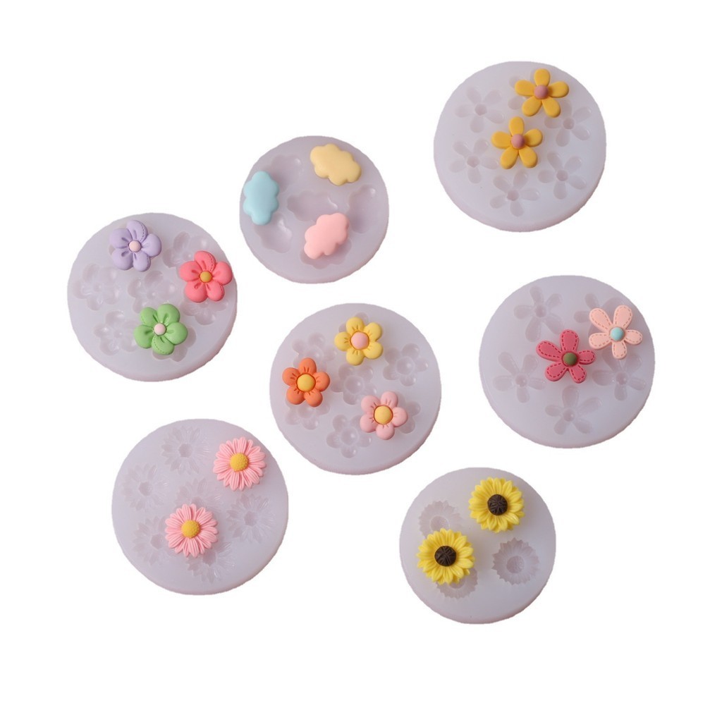 Khuôn silicon hoa hướng dương/cúc/mận, làm bánh quy, sô cô la, xà phòng, nến thơm handmade