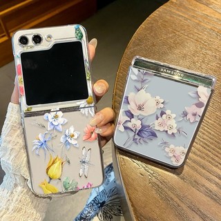 Dành Cho Samsung Galaxy Z Flip 5 Flip 4 Flip 3 Vỏ Hoa Sang Trọng Chống Sốc Trong Suốt Cứng PC Ốp điện thoại Cho Samsung Z Flip 5 4 3 Flip5 Flip4 Flip3