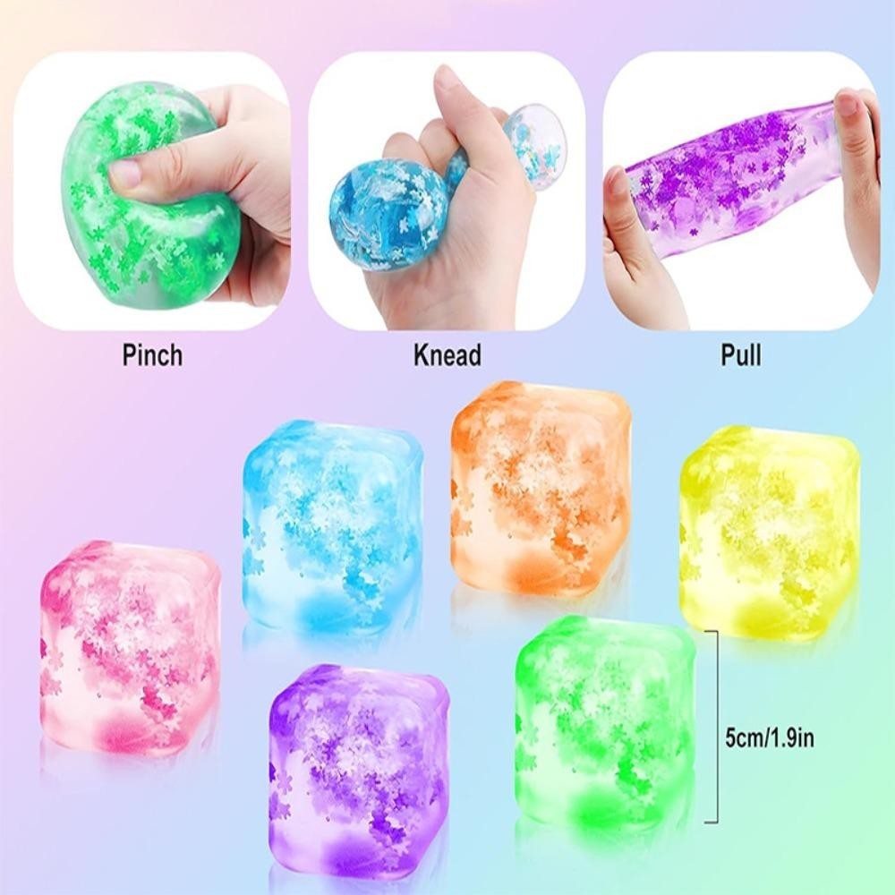 Đồ chơi kẹp đá viên SMILE, Khối đá trong suốt hình đậu phụ 5 * 5cm, Đồ chơi ép Mochi giảm căng thẳng Trẻ em