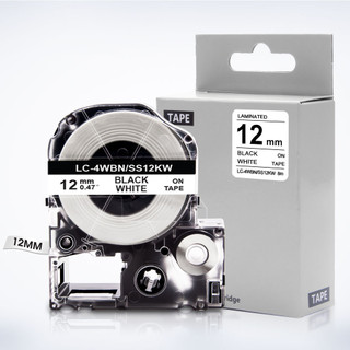 Ss12kw LC-4WBN Băng Nhãn 12mm Nạp Lại Tương Thích Cho Máy In Nhãn EPSON LabelWorks / KingJim TepraPro LW-300 LW-400 LW-500 LW-600P LW-700 LW-900P SR-R7900P SR3700C SR530 SR230C
