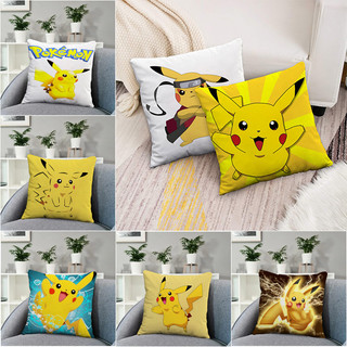 Vỏ Gối Pokemon Pikachu Một Mặt In Polyester Vỏ Gối Sofa Đệm Ô Tô Văn Phòng Nhà Trang Trí Gối (Không Có Lõi Gối)