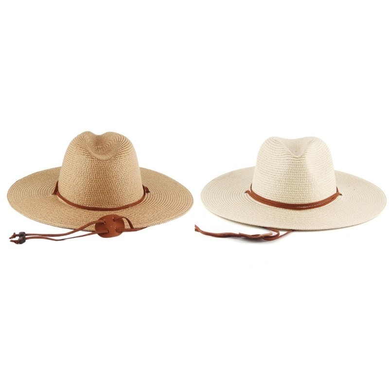 Ff Handmade Dệt Mũ Rơm Cho Người Lớn Unisex Mũ Đi Biển Ngày Lễ Cắm Trại Bãi Biển Getaways Mũ Chống Nắng Có Thể Điều Chỉnh Chin Rop