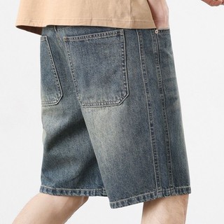 Quần jean nam ESEA mùa hè Mỹ retro bảo hộ lao động chống mài mòn thoải mái quần short dáng rộng