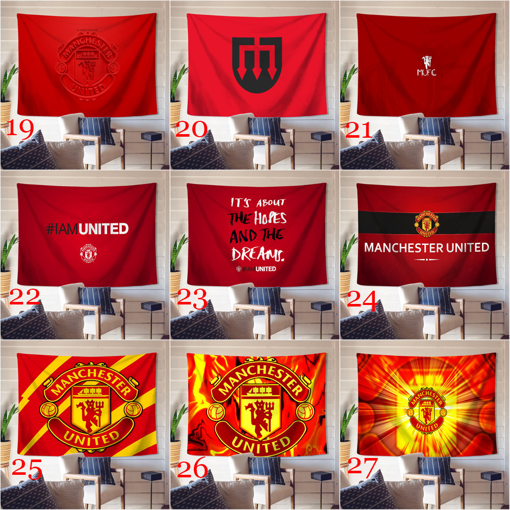 Manchester United FC Logo Tấm Thảm Treo Tường Có Kẹp Tấm Thảm Polyester Phòng Ngủ Treo Tường Tấm Thảm Trang Trí Nhà Cửa