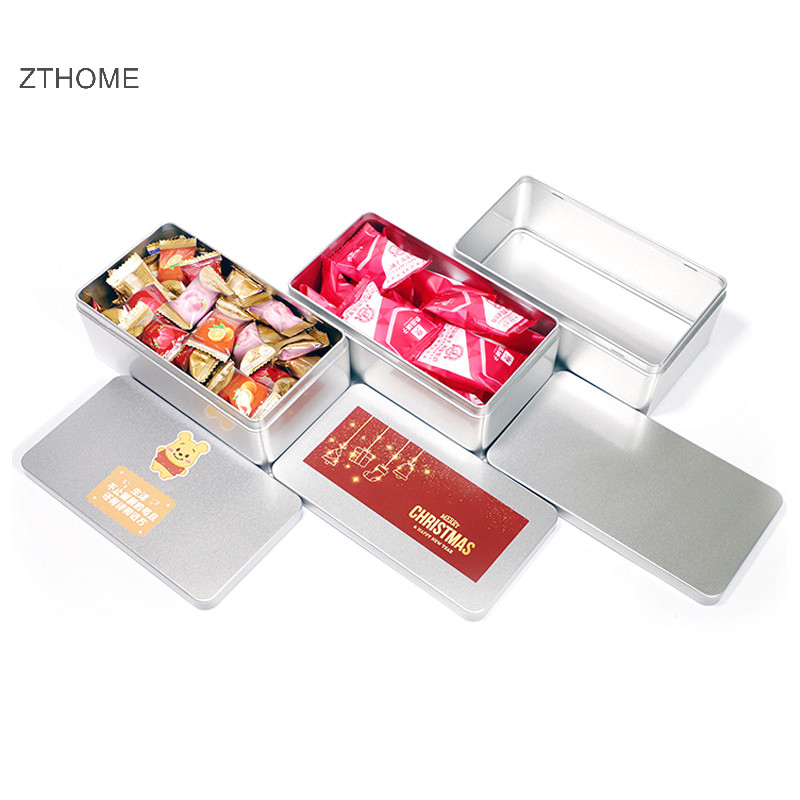 Zthome Mini Tinplate Kim Loại Hình Chữ Nhật Sắt Lưu Trữ Vuông HOT