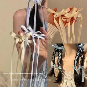 Kẹp tóc nơ ruy băng ngọt ngào và đáng yêu với kẹp tóc đuôi ngựa đôi, kẹp tóc bện ruy băng, phụ kiện tóc phong cách cô gái Nhật Bản và Hàn Quốc