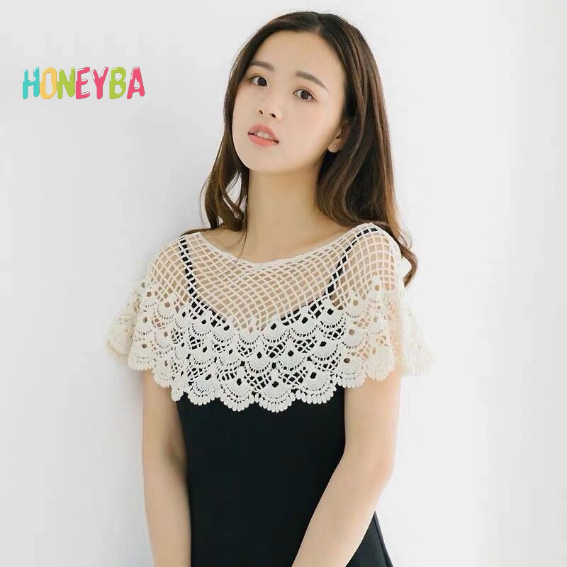 < Honeyba > Khăn Ren Thời Trang Màu Trơn Rỗng Ra Khăn Hijab Cho Nữ Xuân Hè Thanh Lịch Khăn Choàng Nữ Poncho Foulard