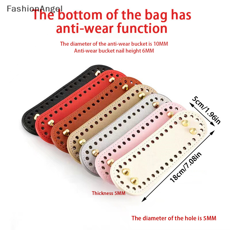 FashionAngel 1 Túi Linh Kiện Đáy Dài Cho Túi Dệt Kim Đế Da Handmade Có Lỗ DIY Móc Phụ Kiện TH