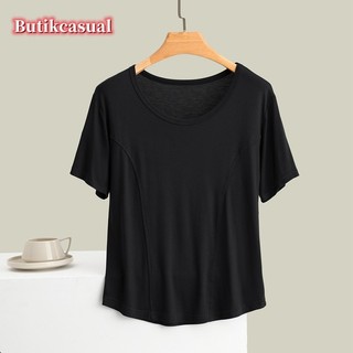 Phụ Nữ Modal Cotton Áo Sơ Mi Trơn Tay Ngắn Áo Mềm Mại Thường Ngày Top 2025 Mùa Hè Mỏng Áo Sơ Mi