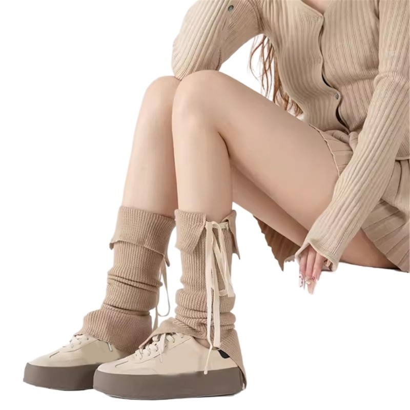 DASBSUG Áo Khoác Boot So Phong Cách Hàn Quốc, Có Gân Dệt Kim, Nơ Cổ Tay & Cổ Dài
