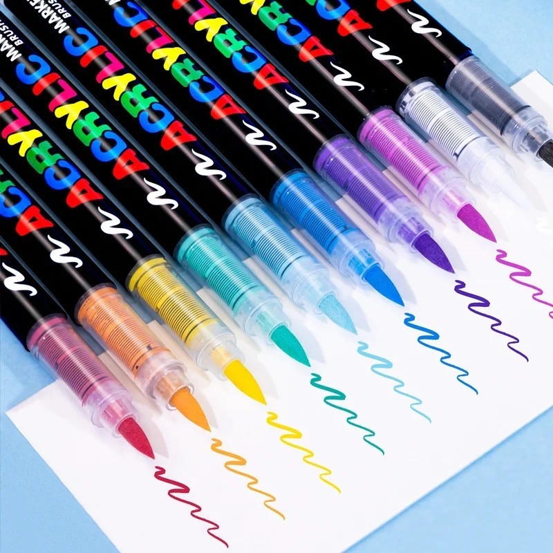 Quảngna 12 / 24 / 30 / 36 / 48 / 60 / 72 Chiếc Màu Acrylic Đầu Mềm Bút Đánh Dấu Sơn Graffiti Gốm DIY Hộp Gfit Marker Set Lễ Hội Cung Cấp