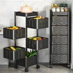 Kệ xoay đa năng 5 tầng thép không gỉ bánh xe di chuyển dễ dang. Giá để đồ nhà bếp hoa quả nhiều tầng xoay 360 độ-MAXIM — ảnh 2