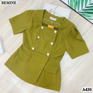 Áo kiểu peplum cổ vuông đính cúc BEMINE A439