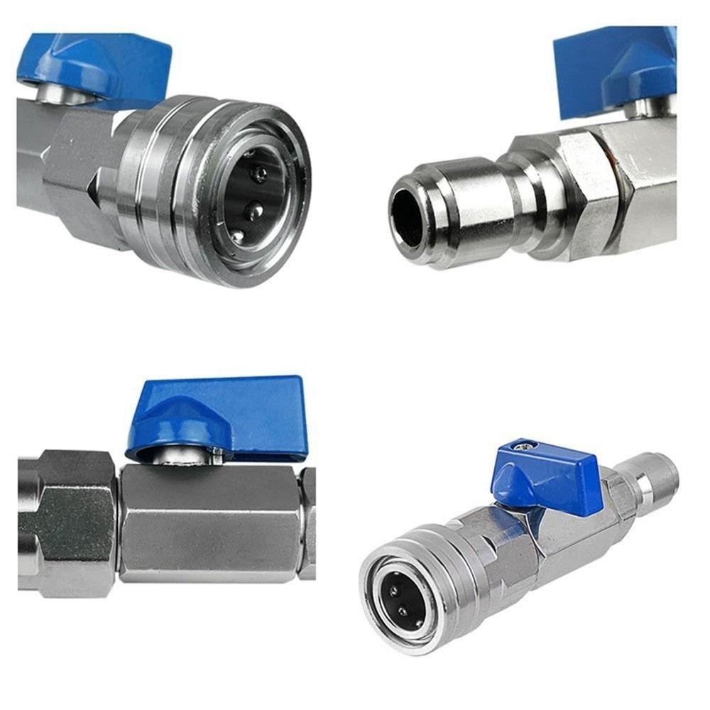 NOTE1 1 Bộ Van Bi, Cho Máy Giặt Điện Công Tắc Lưu Lượng Nước Máy Giặt Đầu Nối Nhanh, Van Điều Khiển Ống Inox Áp Lực Cao 3 / 8 1 / 4 Inch