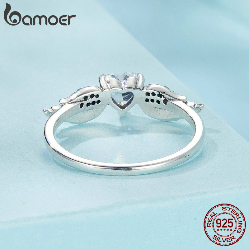 Nhẫn Bạc Bamoer 925 Cánh Tình Yêu Quà Tặng Trang Sức Cho Nữ