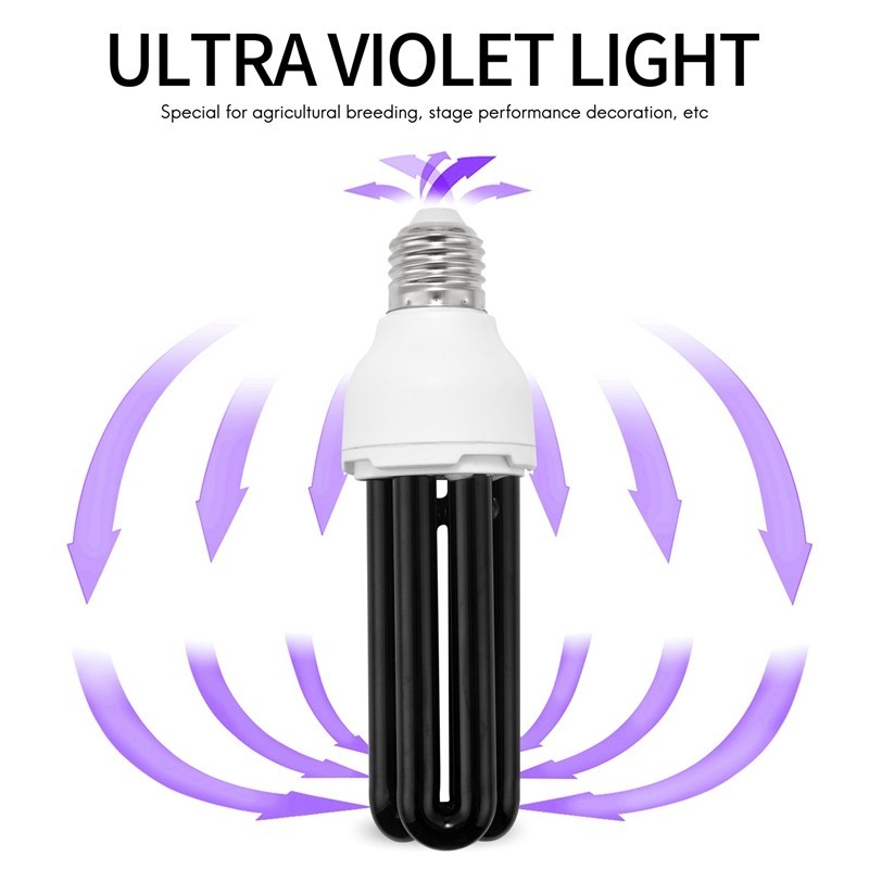 E27 40W UV Tia cực tím huỳnh quang Blacklight CFL Bóng đèn 220V Hình dạng: Công suất thẳng Điện áp: 40W DC 12V