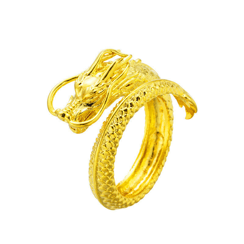 Phong Cách Mới Cát Vàng Rồng Đầu Nổi Nhẫn Rồng Phượng Hoàng Mở Có Thể Điều Chỉnh Nhẫn Cặp Đôi Nhẫn Thời Trang Độc Đoán Nhẫn