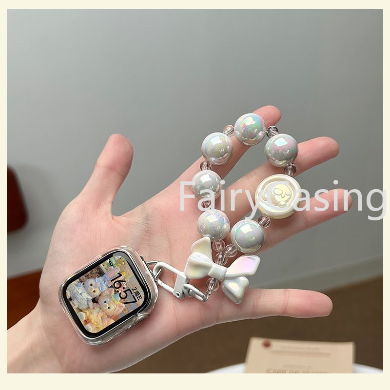 Vòng tay cho Apple watch 49mm 45mm 41mm 40mm 44mm 42mm 38MM S11 Dây đeo Móc chìa khóa Dopamine đầy màu sắc dễ thương cho iwatch Series 9 8 7 6 5 4 3 2 1 Vòng tay đính cườm Ins Phụ kiện mùa hè