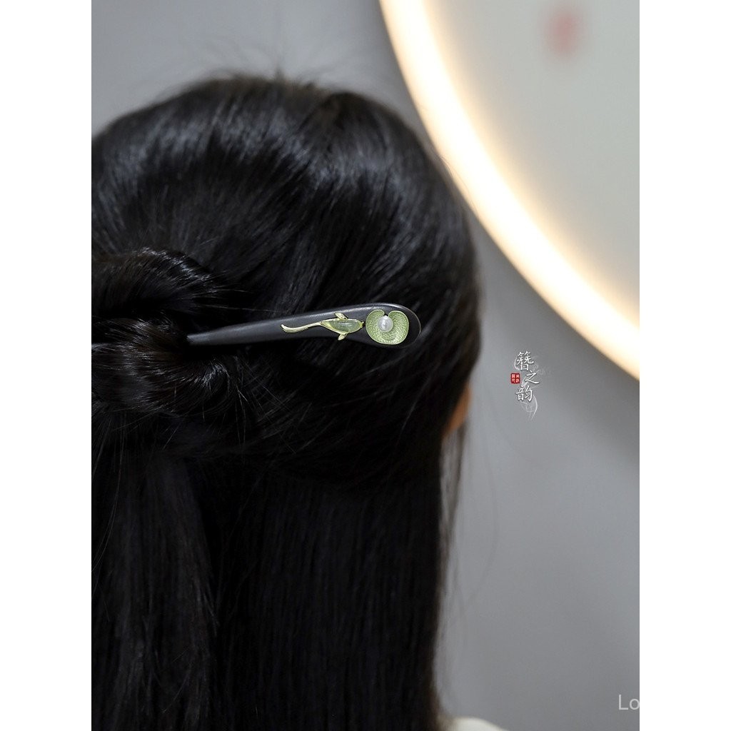 Mây Chảy [Geranium] Lá Sen Koi Mun Kẹp Tóc Cuộn Tóc Cổ Thanh Lịch Hanfu Phụ Kiện Hàng Ngày