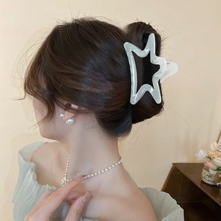 Sweet Girls Cream Màu Xanh Serise Kẹp Tóc Hình Móng Vuốt -Hàn Quốc Hình Học Rỗng Pentagram Nơ Lấy Kẹp