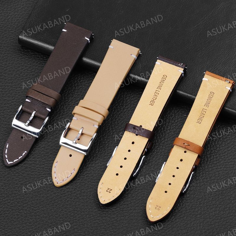 Dây đồng hồ da thật 12-24mm phát hành nhanh, siêu mỏng mềm mại cho nam nữ