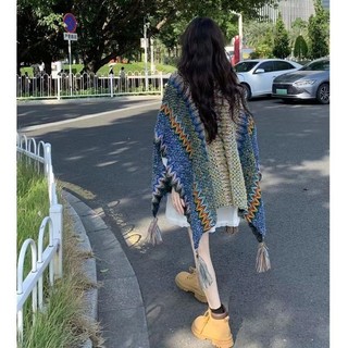 Khăn choàng phong cách dân tộc, áo choàng Lijiang, du lịch Vân Nam, Tây Tạng, thảo nguyên, nữ, xanh