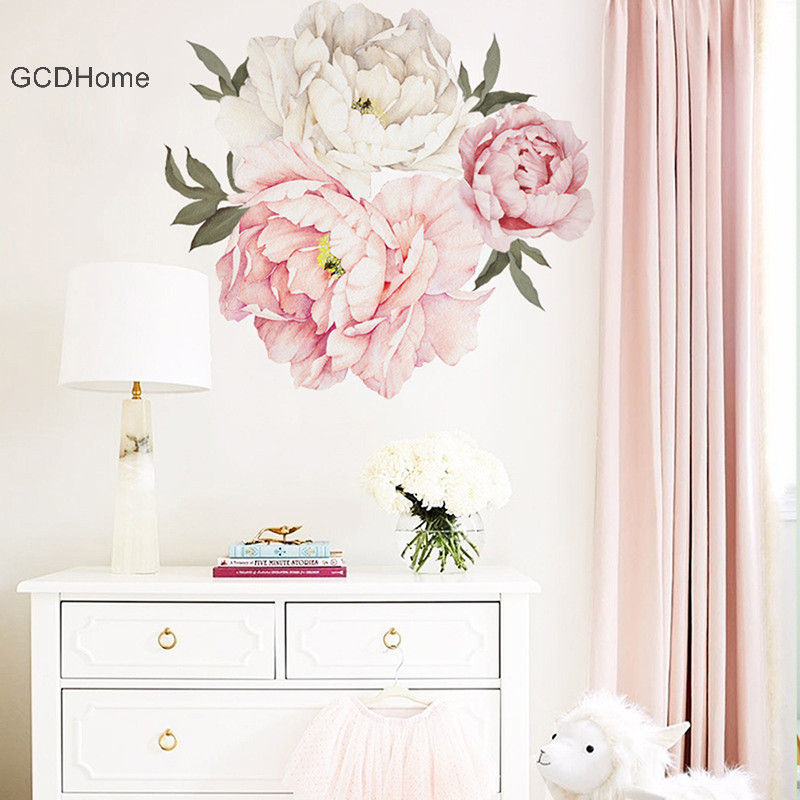 Gcdhome hoa mẫu đơn Dán tường nhà trang trí tường phòng khách trang trí phòng ngủ HOT