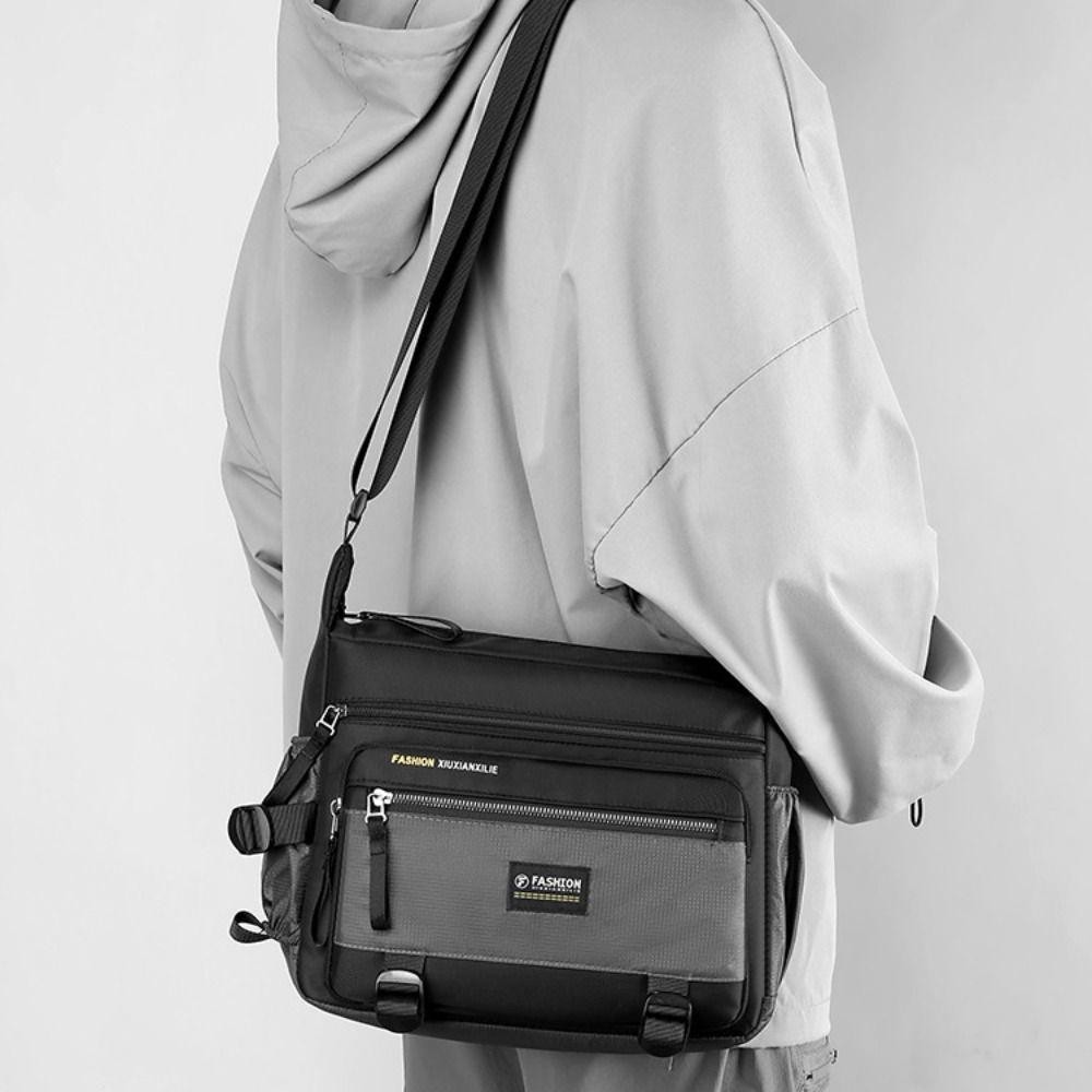 Túi Messenger TOPTOOLCX, Túi đeo chéo du lịch bằng Nylon có dây kéo, Túi lưu trữ hình vuông dung tích lớn nhiều lớp Unisex
