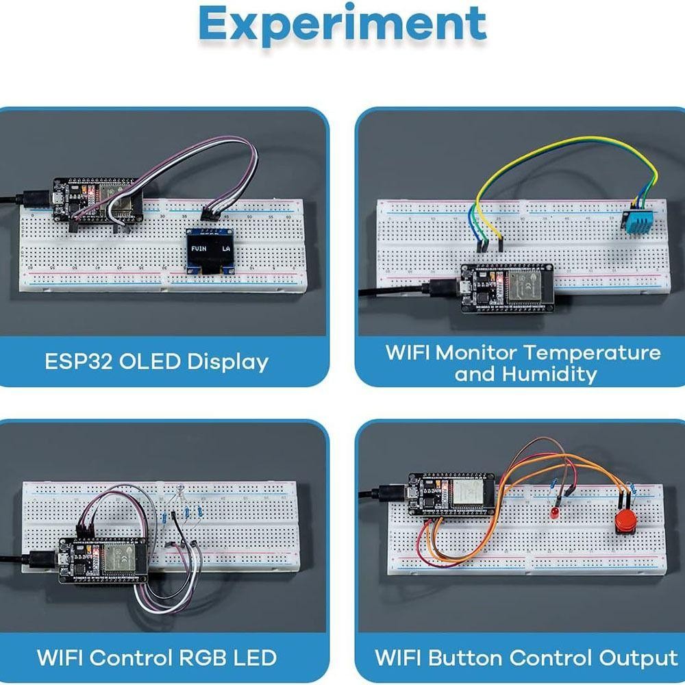NOTE1 ESP32 Starter Kit, Bộ khởi động bảng phát triển DIY, Phụ kiện Bộ bảng phát triển WiFi tiêu chuẩn học tập chuyên nghiệp