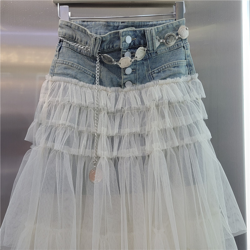 Thiết Kế Váy Denim Nữ Phong Cách Mới Giảm Tuổi Ôm Hơn Nhìn Khâu Gạc Cao Cấp Chữ a Váy Dài